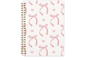 QUICQOD Journal for Teens Girls, Cute Pink Preppy Coquette Notebook Journal Diary School Supplies, Cute Notebooks for Women, Hardcover Pink Spiral Notebook 5.5x8.3 Inch