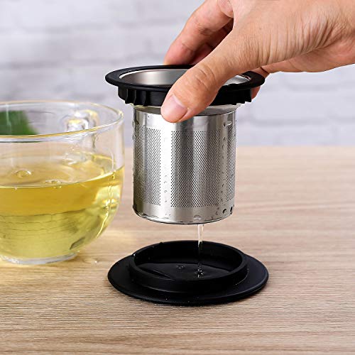 Fine mesh strainer tea infuser bucket for loose leaf tea, large tea filter for loose tea - black - Thumbnail 4