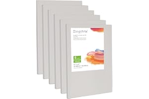 Zingarts Canvases for Painting 9x12Inch 6-Pack,100% Cotton Primed Painting Canvas Panels, Stretched Canvas Boards is for Professionals,Students & Kids, for Acrylic Paint, Oil, Watercolor, Gouache
