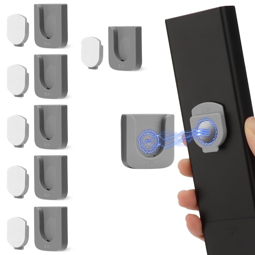 FIDWALL Magnetic Remote Control Holder Wall Mount, Innovative Slot Design for Effortless Organization of Home, Office, and School Supplies - Organize and Fix Remotes with Ease (Gray, 6 pack)