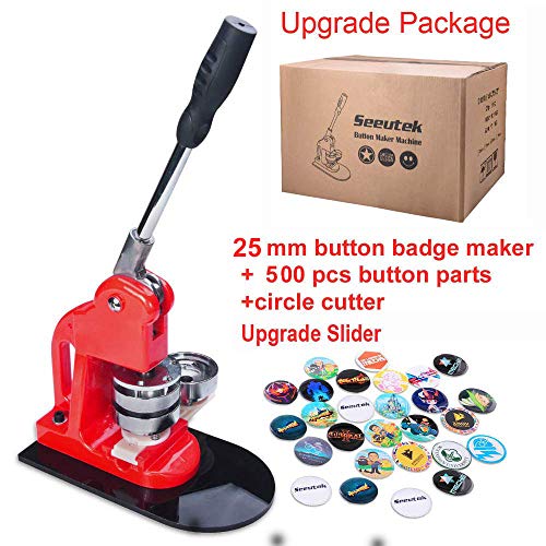 Seeutek Button Maker Machine Button Badge Maker 1 inch 25mm with 500