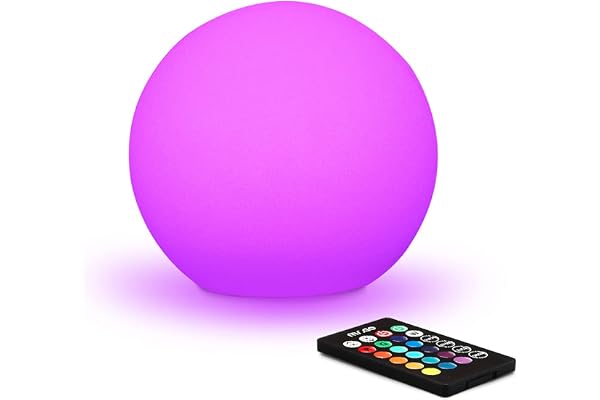 Mr.Go 6-inch RGB Color-Changing LED Ball Light Globe Orb Light w/Remote, Rechargeable Mood Lamp Kids Night Light, Dimmable 16