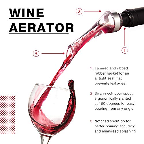 RAGU 4-in-1 Vacuum Wine Stoppers Set with Wine Saver Pump, Wine Opener, Wine Aerator and 4 Beverage Air Bottle Stoppers