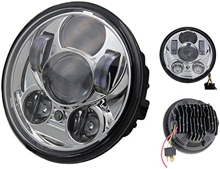 Colight Led Headlights 5.75" Inch Daymaker Projector Round LED Headlamp with DRL for Harley Davidson Motorcycles, Silvery