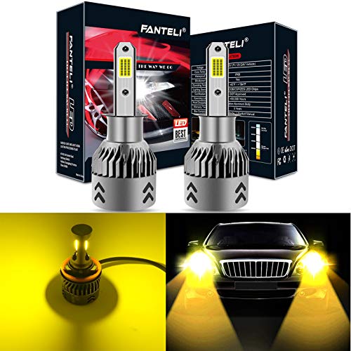 FANTELI H3 3000K Yellow LED Headlight Bulbs All-in-One Conversion Kit - 72W 8000LM Fog Driving Lights Foglights Extremely Bright - Thumbnail 7