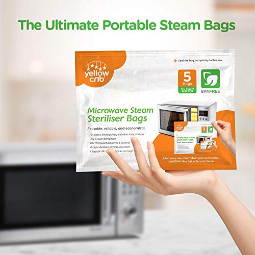 image for Yellow Crib Microwave Steam Sterilizer Bag (5 Pcs) - 100% Safe & Easy 