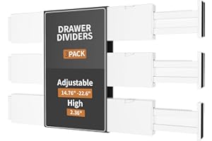 Canfanni 3 Pack Drawer Dividers, 2.36" High, 14.76-22.36" Adjustable Drawer Divider for Clothes, Plastic Dresser Organizer for Bedroom, Closet, Clothes, Office, Kitchen Storage