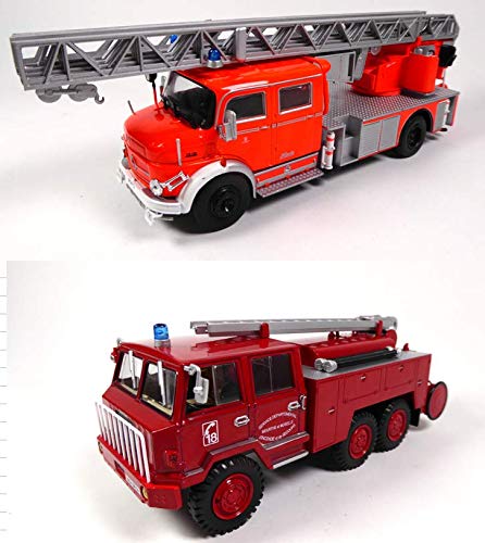 OPO 10 - Lot of 2 fire trucks 1/43 compatible with MERCEDES-BENZ L1519 + BERLIET FF 6x6 (P4 + P11)