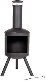 La Hacienda Barola Steel Chiminea Patio Heater Black - Modern Design view 2