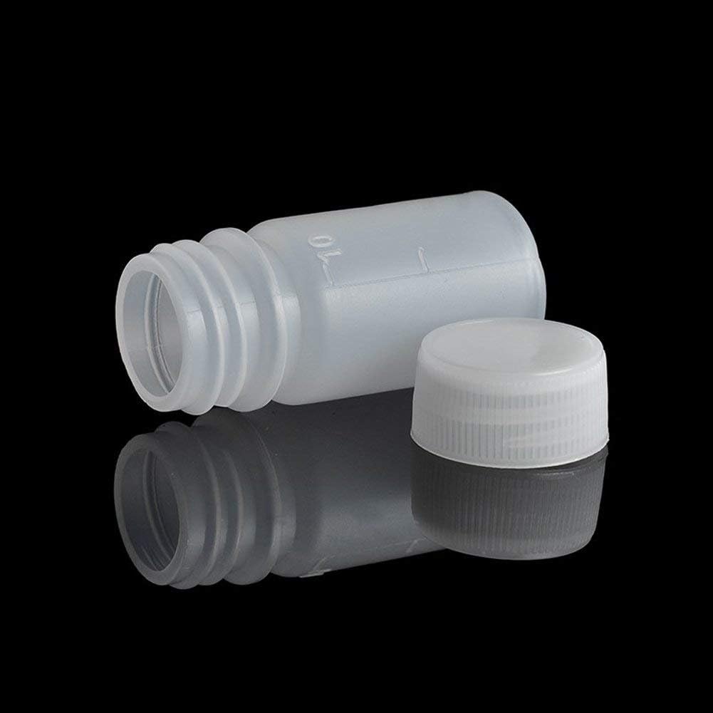 GDGY PE Plastic Empty Small Mouth Graduated Lab Chemical Container Reagent Bottle Sample Sealing Liquid Medicine Bottle (100pcs 10ml, 0.33): Home Improvement