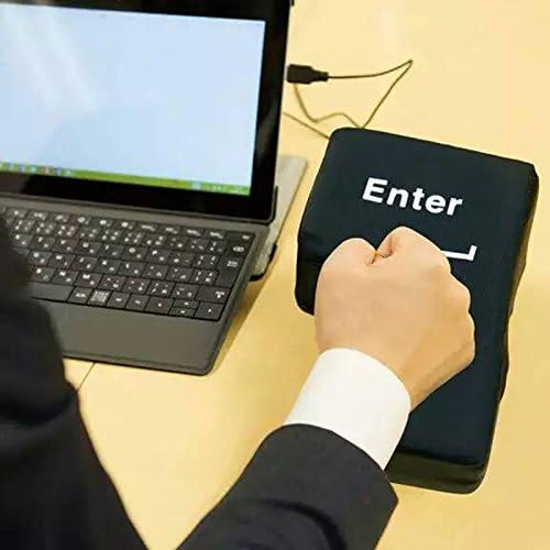 HONGSA Big Enter Button Decompression Toys, Computer External USB Decompression Nap Pillow (Black)
