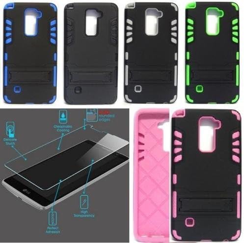 NP ARMOR Tempered Glass Screen Protector + DL Phone Case for LG G Stylo 2 / LG G Stylus 2 / LG G Stylo 2 Plus / LS775 / K540 / L81AL / L82VL / L82C MS550 (Pink (DL))