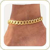 Ankle Bracelets for Women Waterproof 14K Gold/Silver Plated Chain Anklets | Trendy Gold Anklets,Layered 14K Gold Plated Stackable Chunky Cuban Link Chain Anklet Bracelet Set,Summer Beach Jewelry Gift