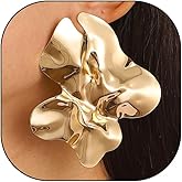 Chunky Gold Statement Earring Geometric Pleated Stud Earrings Vintage Square Drop Earring Trendy Aesthetic Jewelry Accessory Gift for Women