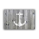 Non-Slip Rustic Wood and Nautical Anchor Doormat Door Mat Rug Outdoor/Indoor (Grey and White) ,18"x30",for Home/Office/Bedroom