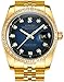 Gosasa Blue Dial Diamonds Men's Gold Stainless Steel Band Automatic Mechanical Watches