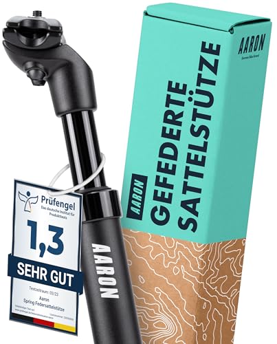 AARON Spring Federsattelstütze mit 27,2 mm Durchmesser | Gefederte Aluminium Sattelstütze mit 350mm Länge | Fahrrad Sattelstütze gefedert für E-Bike,