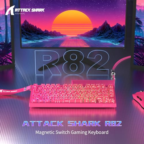 ATTACK SHARK R82 Wired 75% Gaming Keyboard, Magnetic Switches, 8K Hz, Ultra Precision 0.005 mm RT, RGB Backlighting, QWERTY, Sound Absorption, Includes C01ULTRA LED Cable (Contour Pink)