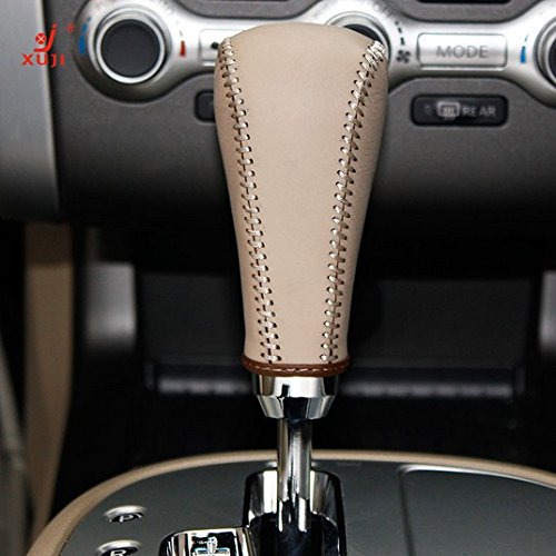 Beige Genuine Leather Gear Shift Knob Cover for Nissan Murano 2011 2012