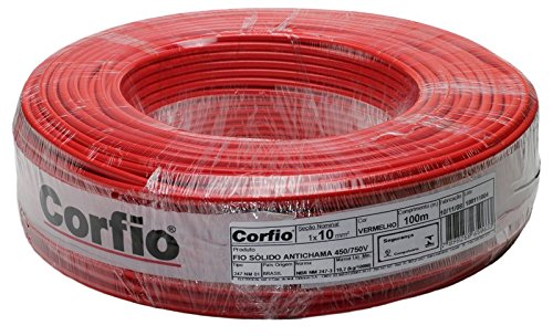 Fio Sólido 10,0 mm Vermelho Corfio com 100 m