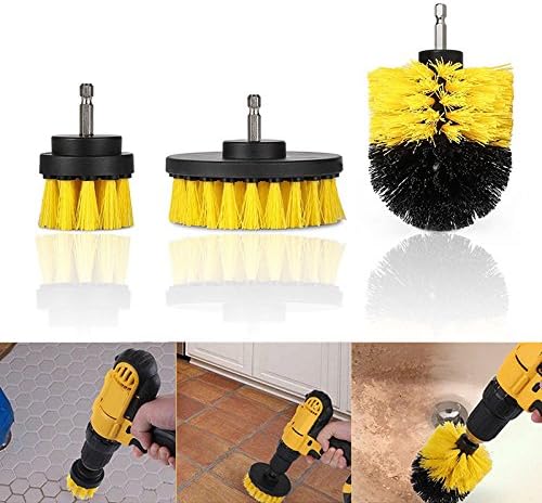 Accreate Multipurpose Tile Grout Power Scrubber Cleaning Brushes Cleaner Set for Electric Drills 3Pcs/Set (Yellow)