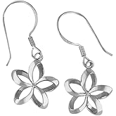 Sterling Silver 1/2 Inch Open Plumeria Dangle Earrings