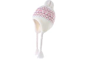 Moon Kitty Girls Knit Hats Winter Fleece Lining Skiing Winter Caps with Warm Ear Flap