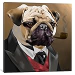 iCanvasART Pug Clothes_001 Canvas Art Print by Brian Rubenacker, 12 by 12-Inch
