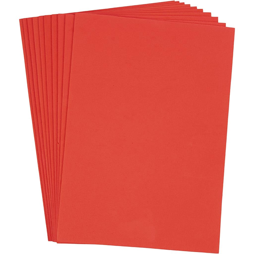 Creativ 79044 EVA Foam Sheets, A4 21x30 cm, Thickness 2 mm, red, 10sheets