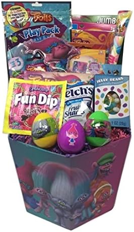 DreamWorks Trolls Activity Gift Basket Bundle - 17 Items - Trolls Season 3 Blind Pack, Jumbo Coloring Book, Stickers, Jumbo Playing Cards, Activity Play Pack, Candy and More
