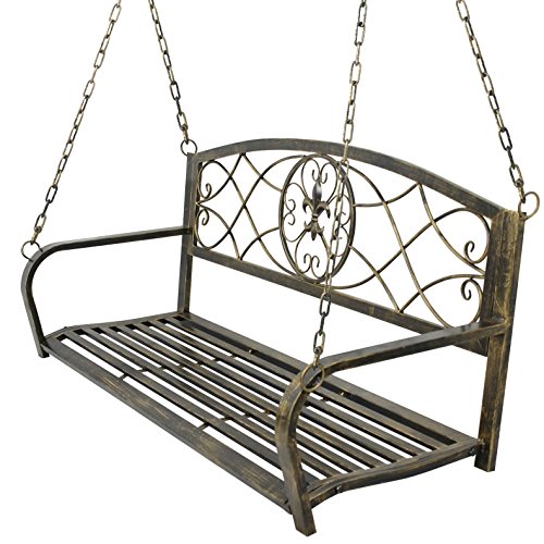 image for BBBuy Treated Porch Swing - Antique Metal Iron Patio Hanging Porch Swi