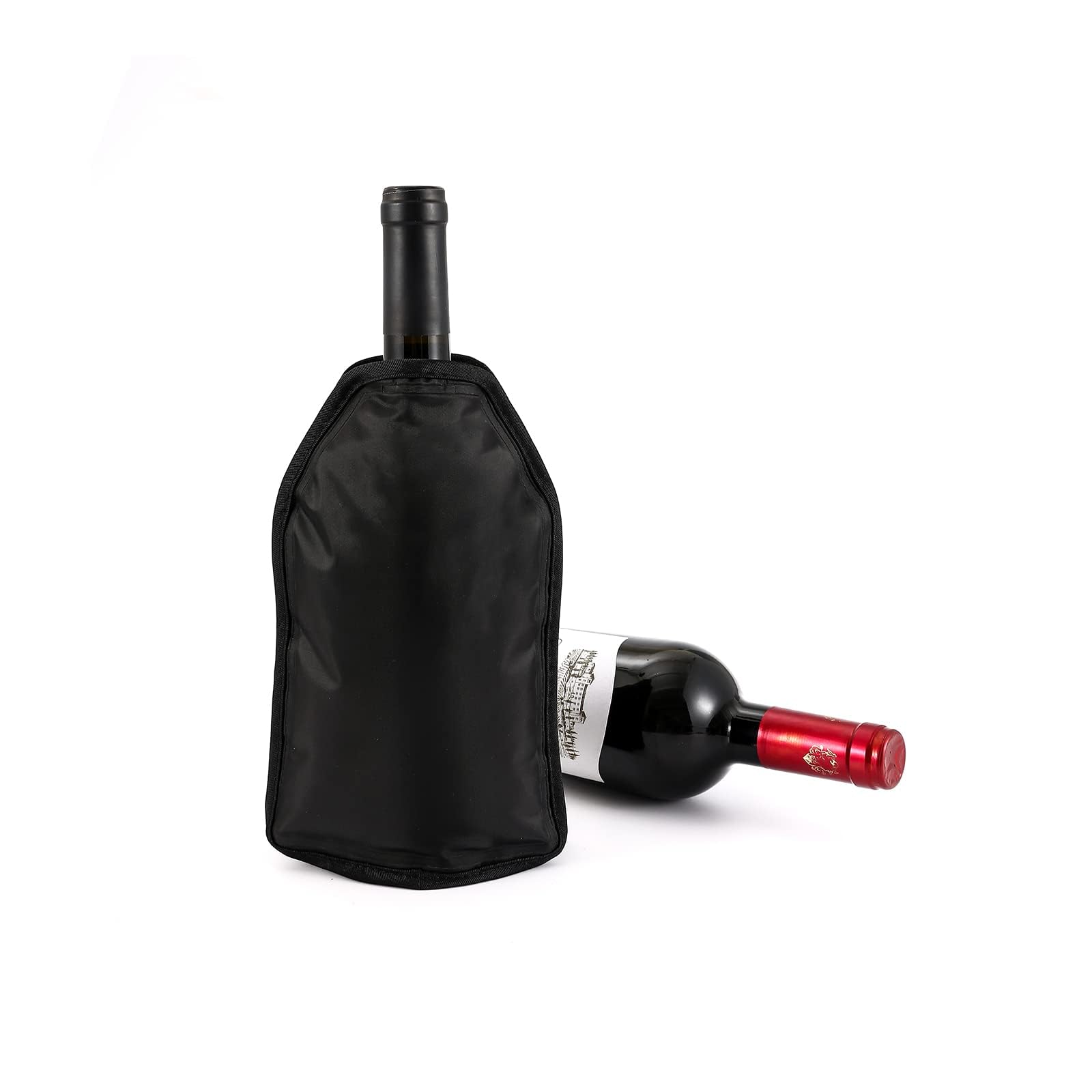 Black Wine Cooler with Chilling Sleeves for Prosecco, Champagne, Bottles, and Beer - Wine Accessories Bag