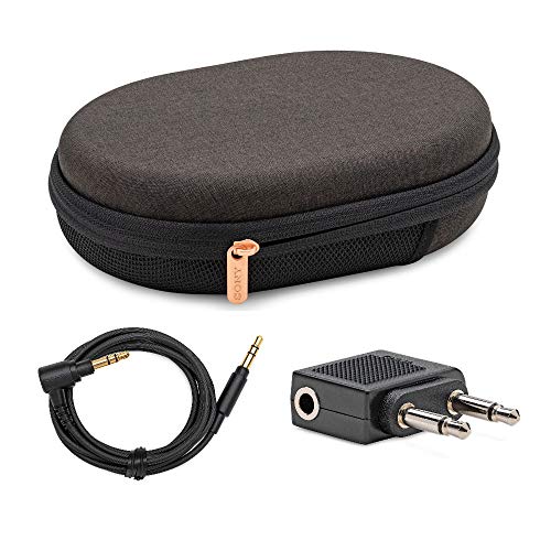 Sony OEM Replacement Accessory Bundle for WH1000XM3 Headphones with Carrying Case, 3.5mm Cable and in-Flight Audio Adapter Bundle (3 Items)