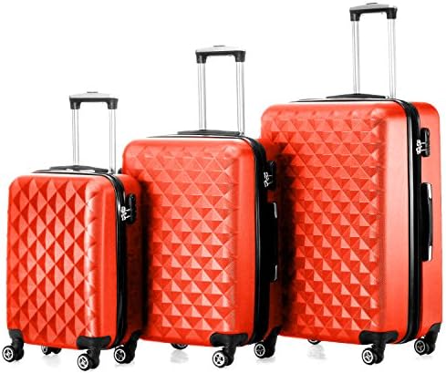 Timmari Hard Lightweight Expandable ABS Luggage Set – 29" + 26" + 21" Premium Quality Sturdy &amp; Durable Hardshell - Double Wheels – Strong Zipper &amp; Number Lock (Orange)