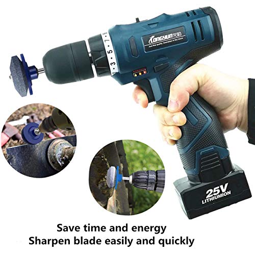 XIAOYU Lawn Mower Blade Sharpener & Blade Balancer for 750-042 Kit,Mower Blade Sharpener, Grinder Wheel Stone for Any Hand Drill Power Drill,for Courtyard Garden and Outdoor - 6 Pack