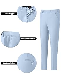 WOMS Men's 3 Piece Slim Fit Suit, Light Blue
