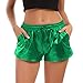 Tandisk Women's Yoga Hot Shorts Shiny Metallic Pants with Elastic Drawstring