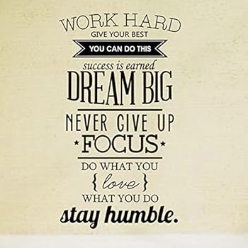Ducklingup Wall Decal Quote Work Hard, Dream Big, Never ...