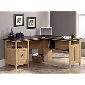 Sauder August Hill L-Shaped Desk, Dover Oak finish