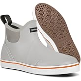 TerraTrax Men's Waterproof Deck Boots, Short Ankle Rain Boots for Fishing, Farming & Mud - Anti-Slip Neoprene Slip On Shoes for Garden, Slush & Boat Deck