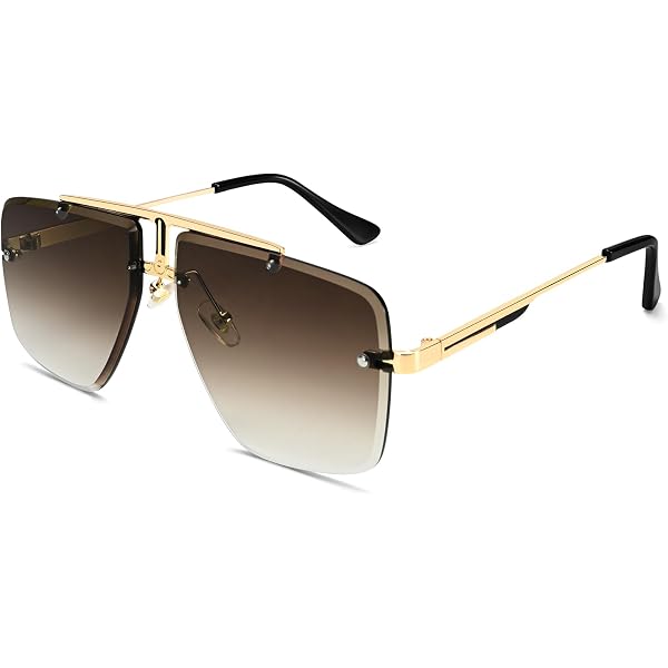 bullabulling Vintage Rimless Rectangle Rhinestone Sunglasses  display picture 1