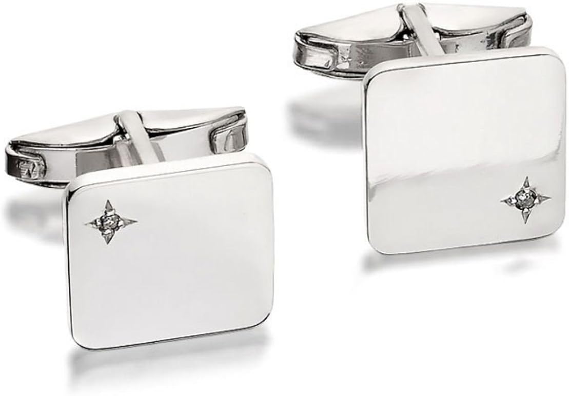 F.Hinds Sterling Silver Diamond Set Cufflinks Wedding Business Gift