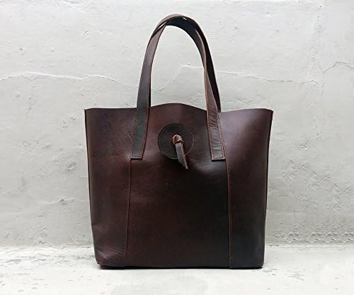 Handmade Genuine Vintage Cow Leather Handbag, large Tote bag