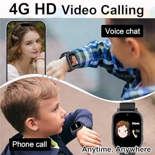 Reloj Inteligente Niño, 4G Reloj GPS Niños Localizador y Llamadas Smartwatch Niños Teléfono Videollamada Impermeable SOS Móvil Juego Voz Chat Despertador Clase Modo, Reloj NiñosEstudiante Regalo
