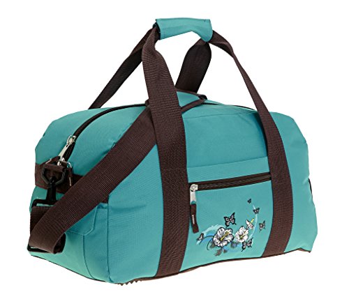 ELEPHANT Sporttasche Schulsporttasche 47 cm mit Schuhfach Schulsport Tasche Flower BUTTERFLY TÜRKIS