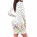 New Bright White Flower Floral Printed New Women Sexy Bodycon Long Sleeve Dress