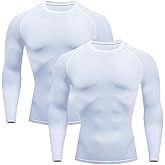 MAOWINTY 2 Pack Long Sleeve Compression Shirts for Men Athletic Workout Rash Guard Base Layer