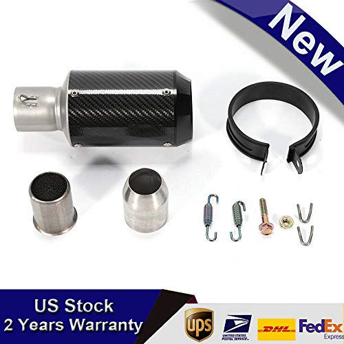 Universal Carbon Fiber Muffler Exhaust Pipe 38~51mm Motorcycles ATV Exhaust Silencer Muffler Pipe Slip-On Scooter Racing Motorcycle Exhaust Muffler Silence Silencer Black