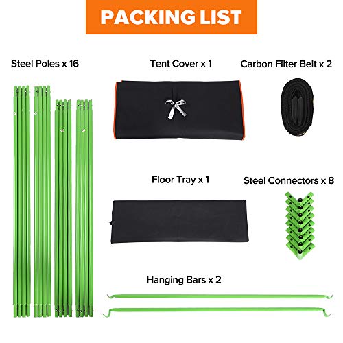 kdgarden 36"x36"x72" Mylar Hydroponic Grow Tent for Indoor Plant Growing Heavy Duty 600D Highly Reflective and Lightproof Portable Closet Grow Tent Room - 3'x3'x6'