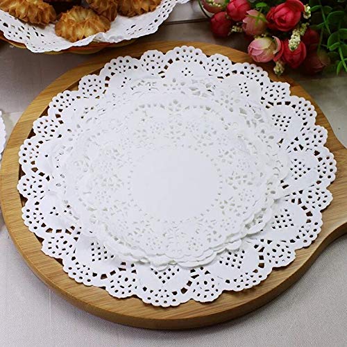 100 Pack Disposable Decorative White Lace Doilies 7.5 Inch Round Paper